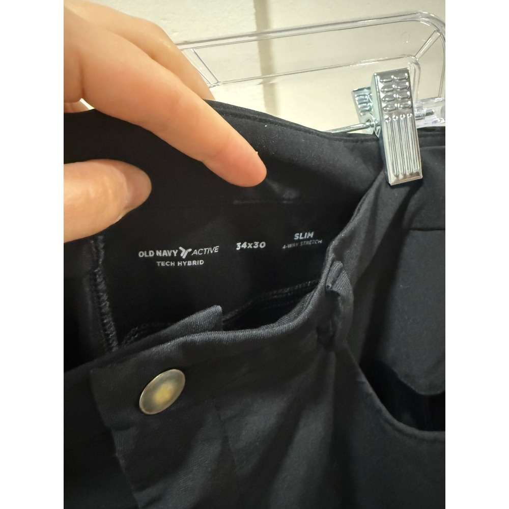 Office Business Pants Active Tech Pants Mens 34x30 Black Slim Stretch Chino - Picture 3 of 4